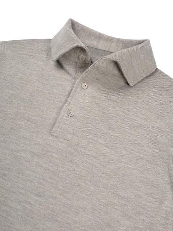 I'm Fine - Polo Hidden Button Down Merino Stone Truien I'm Fine 