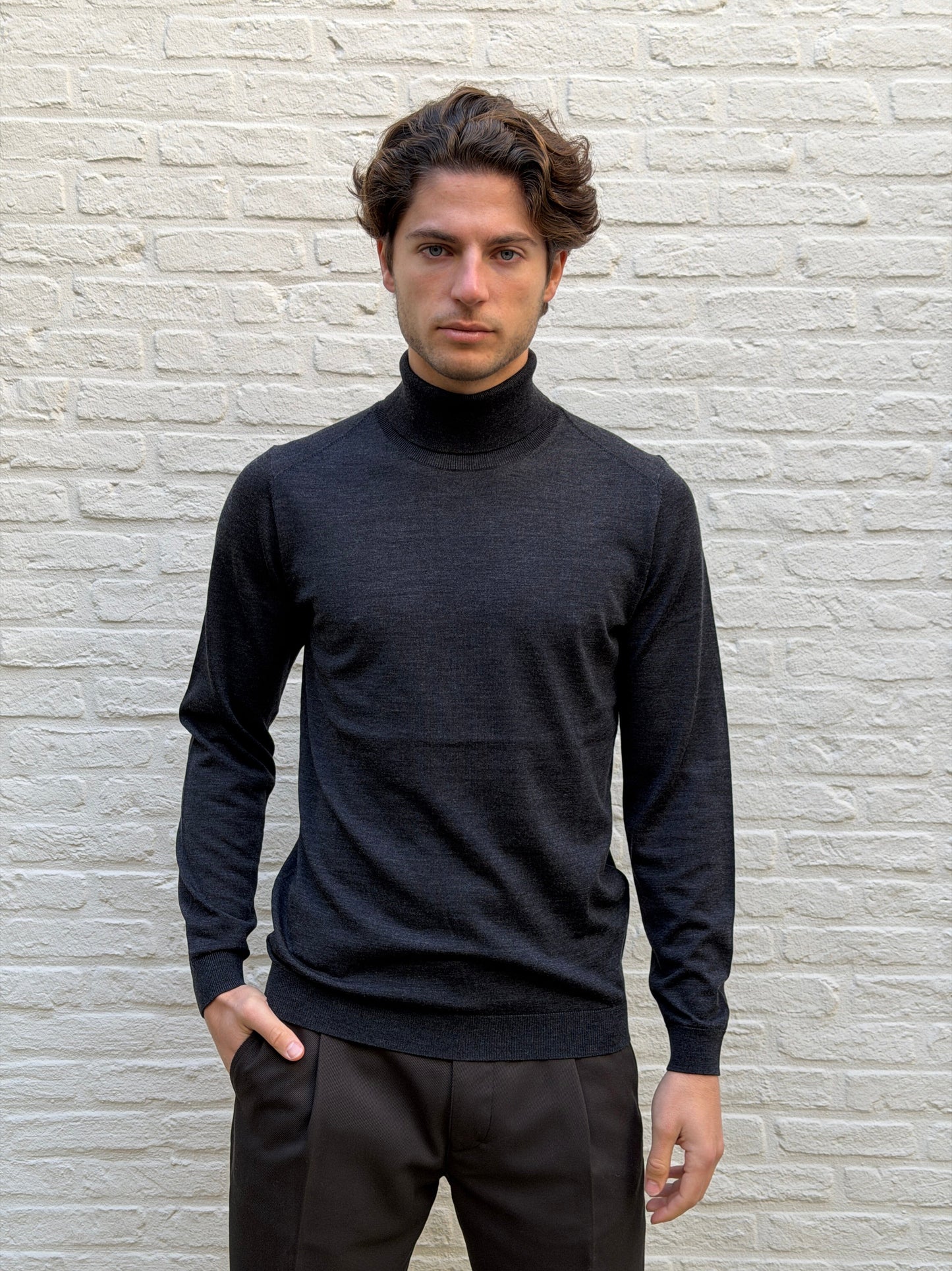 I'm Fine -Turijn Col 100% extrafine merino Anthraciet Truien I'm Fine 