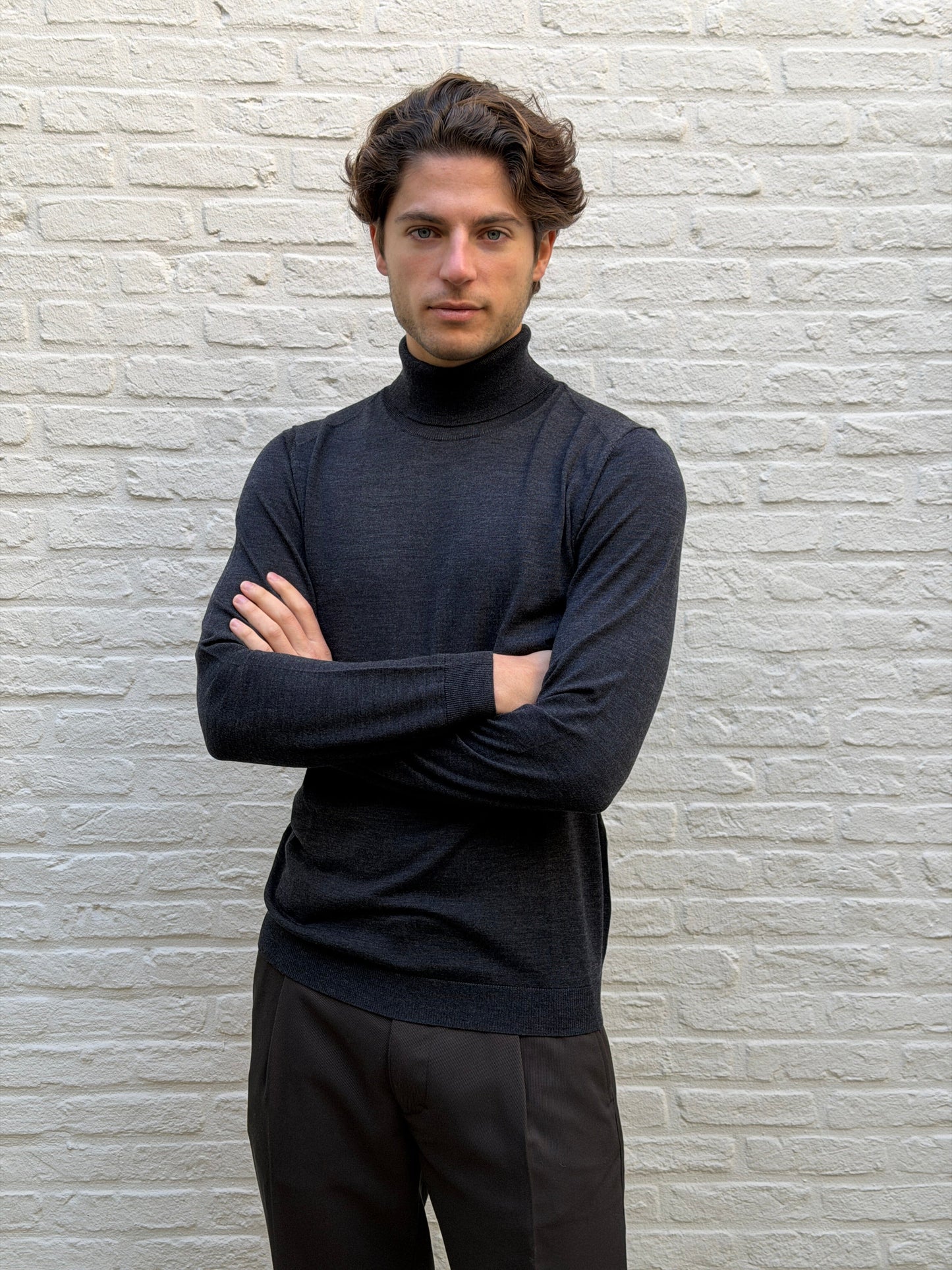 I'm Fine -Turijn Col 100% extrafine merino Anthraciet Truien I'm Fine 