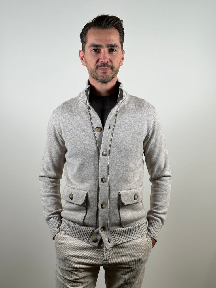 
                  
                    KANGRA - Beige Cashmere Cardigan Truien Kangra 
                  
                