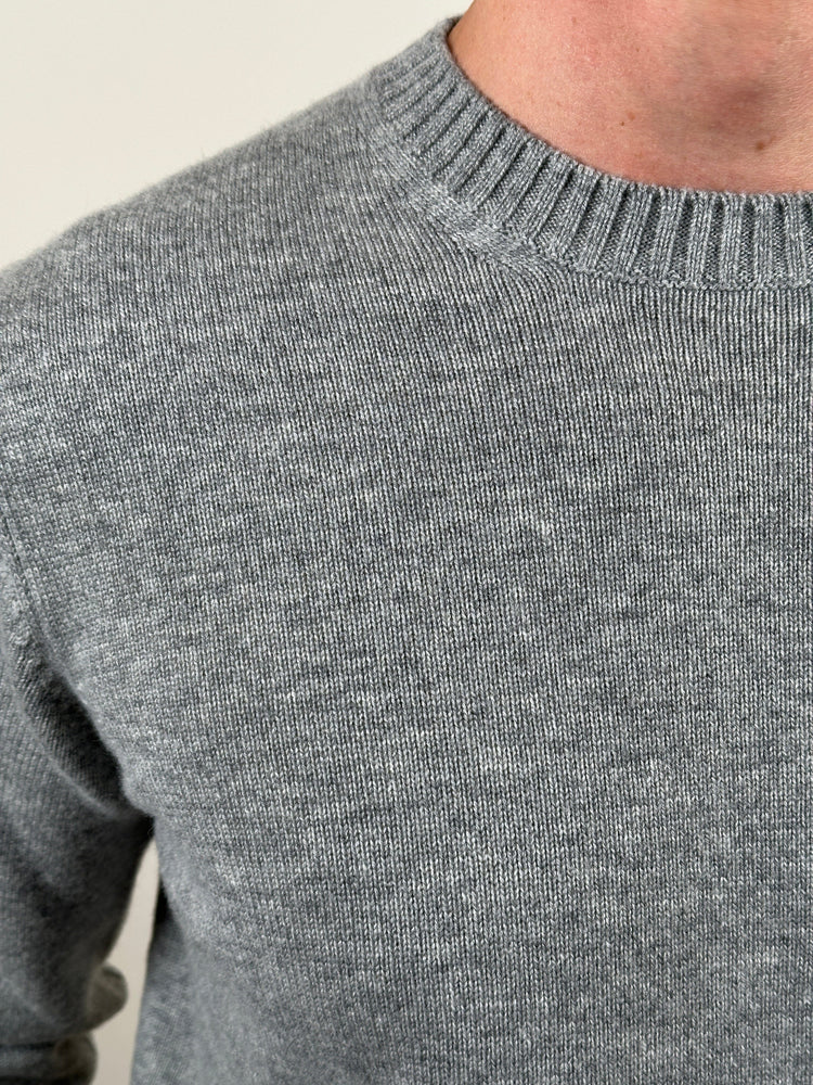 KANGRA - Grijze Cashmere Ronde Hals Trui Truien Kangra 