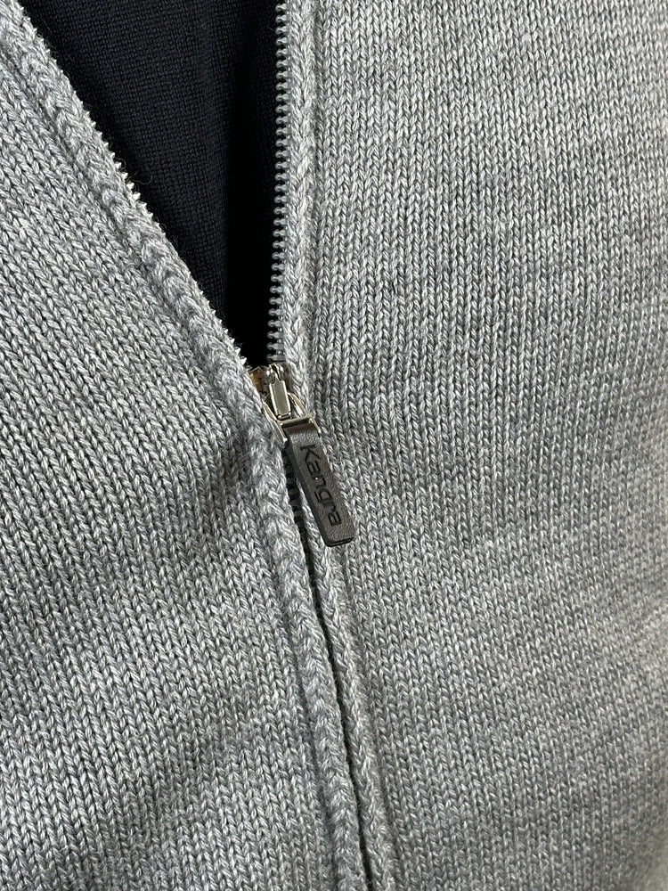 KANGRA - Grijze Wol Zip Cardigan Truien Kangra 