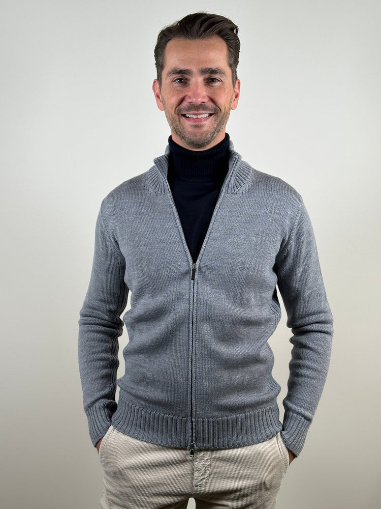 
                  
                    KANGRA - Grijze Wol Zip Cardigan Truien Kangra 
                  
                