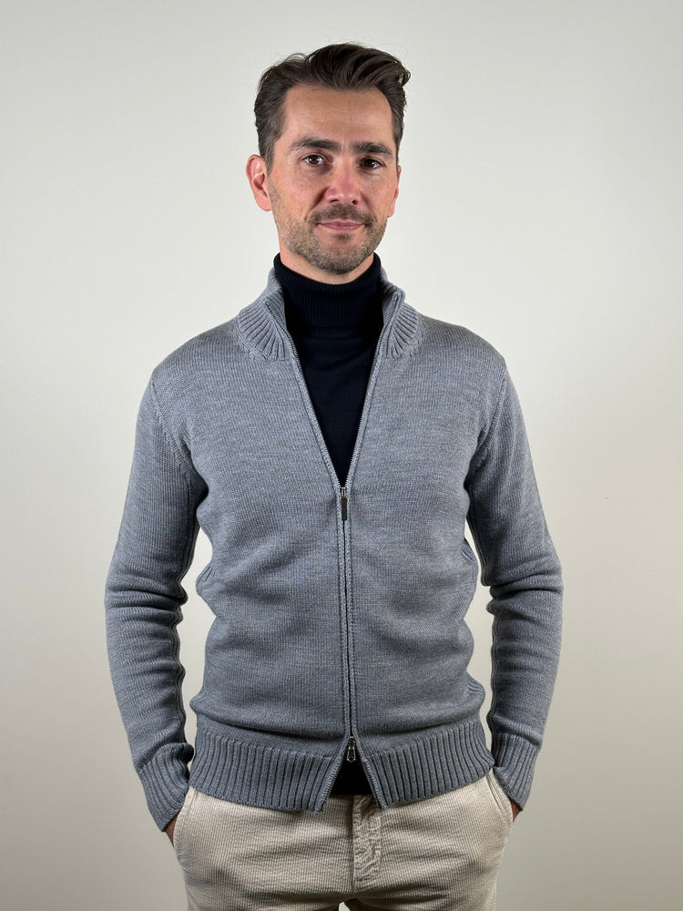 
                  
                    KANGRA - Grijze Wol Zip Cardigan Truien Kangra 
                  
                
