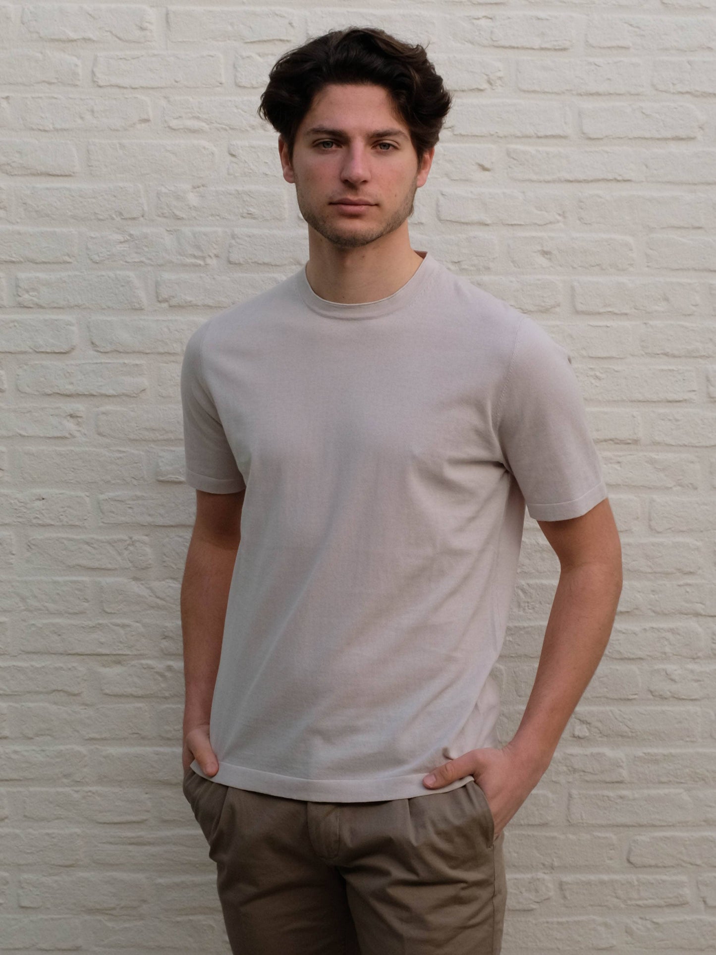 KANGRA - Knitted T-Shirt Lichtbeige T-shirts Kangra 