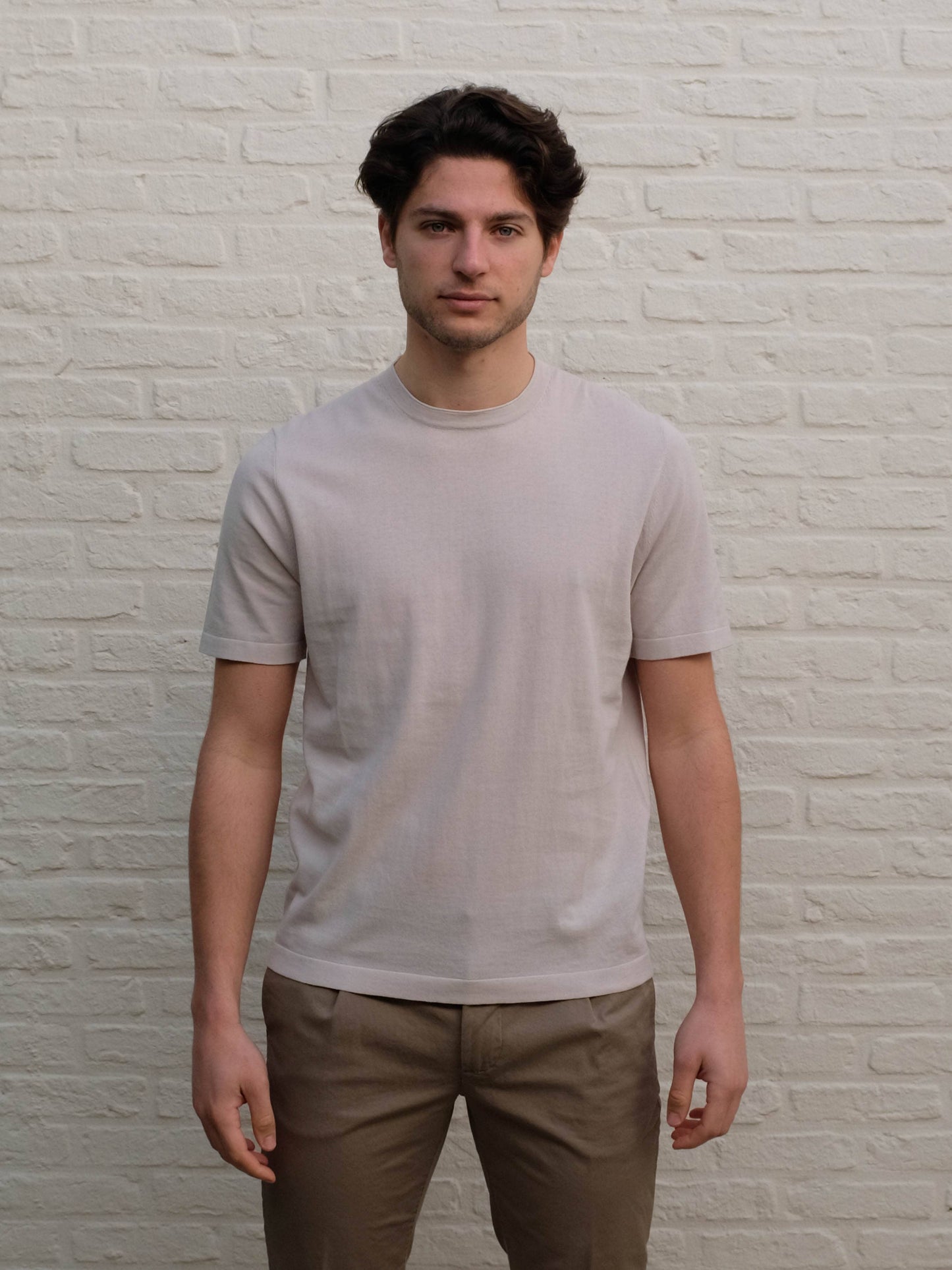 KANGRA - Knitted T-Shirt Lichtbeige T-shirts Kangra 