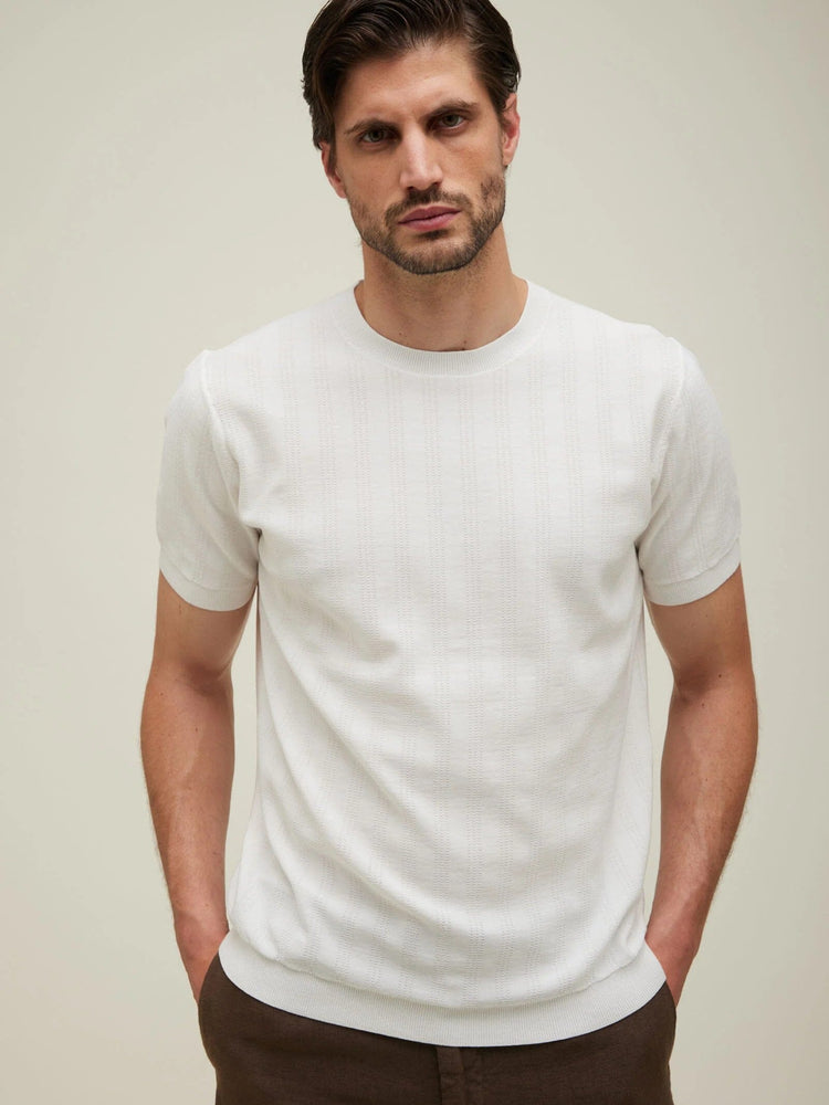 KANGRA - Knitted T-Shirt Motief Wit T-shirts Kangra 