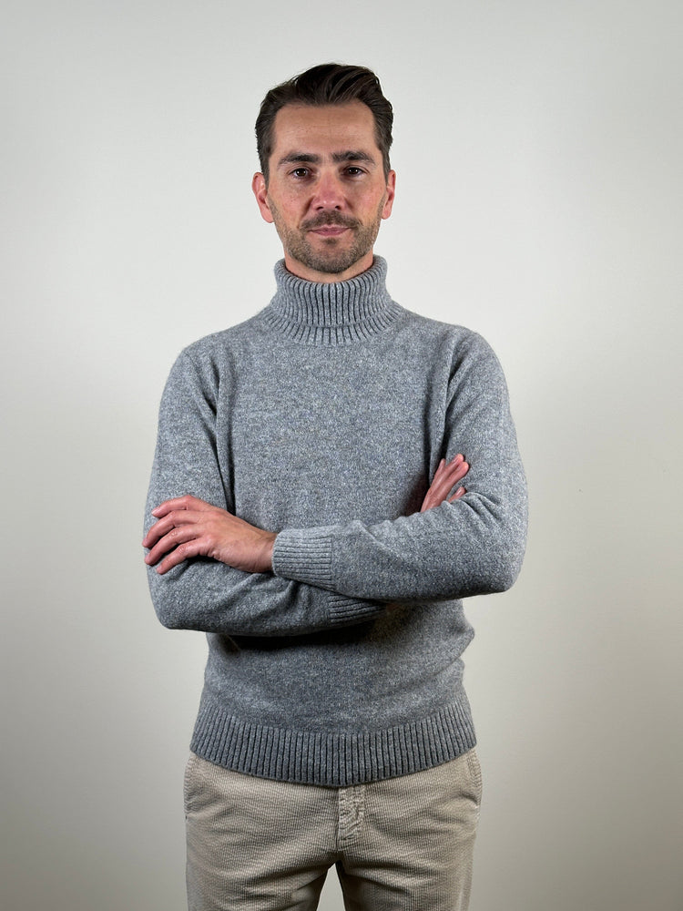 KANGRA - Lichtgrijze Wolmix Rolkraag Truien Kangra 