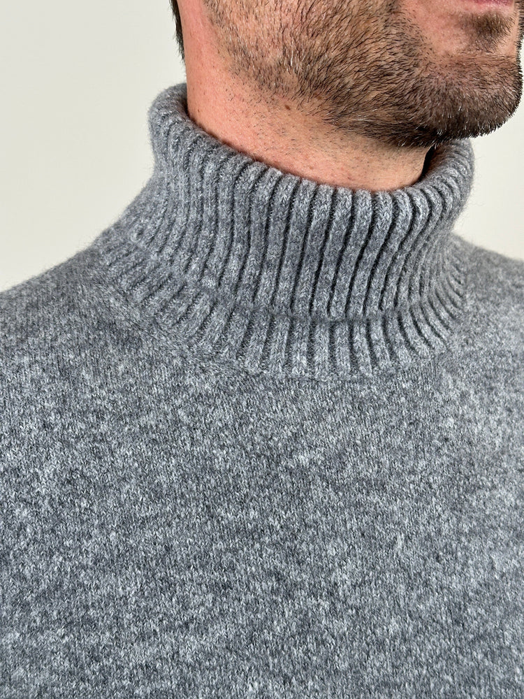 KANGRA - Lichtgrijze Wolmix Rolkraag Truien Kangra 