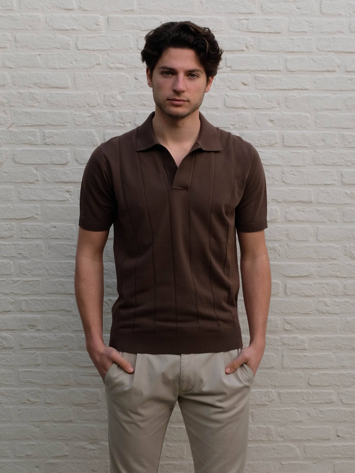 KANGRA - Open Collar Polo Bruin Polo's Kangra 