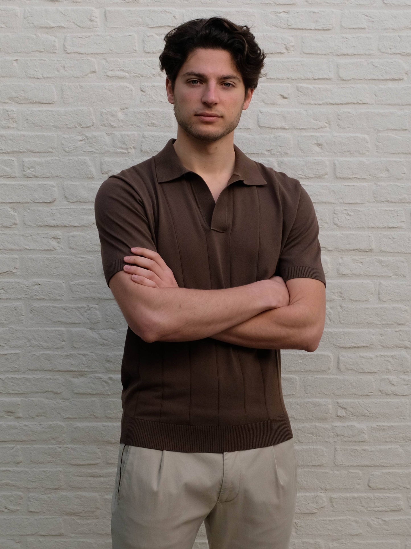 KANGRA - Open Collar Polo Bruin Polo's Kangra 