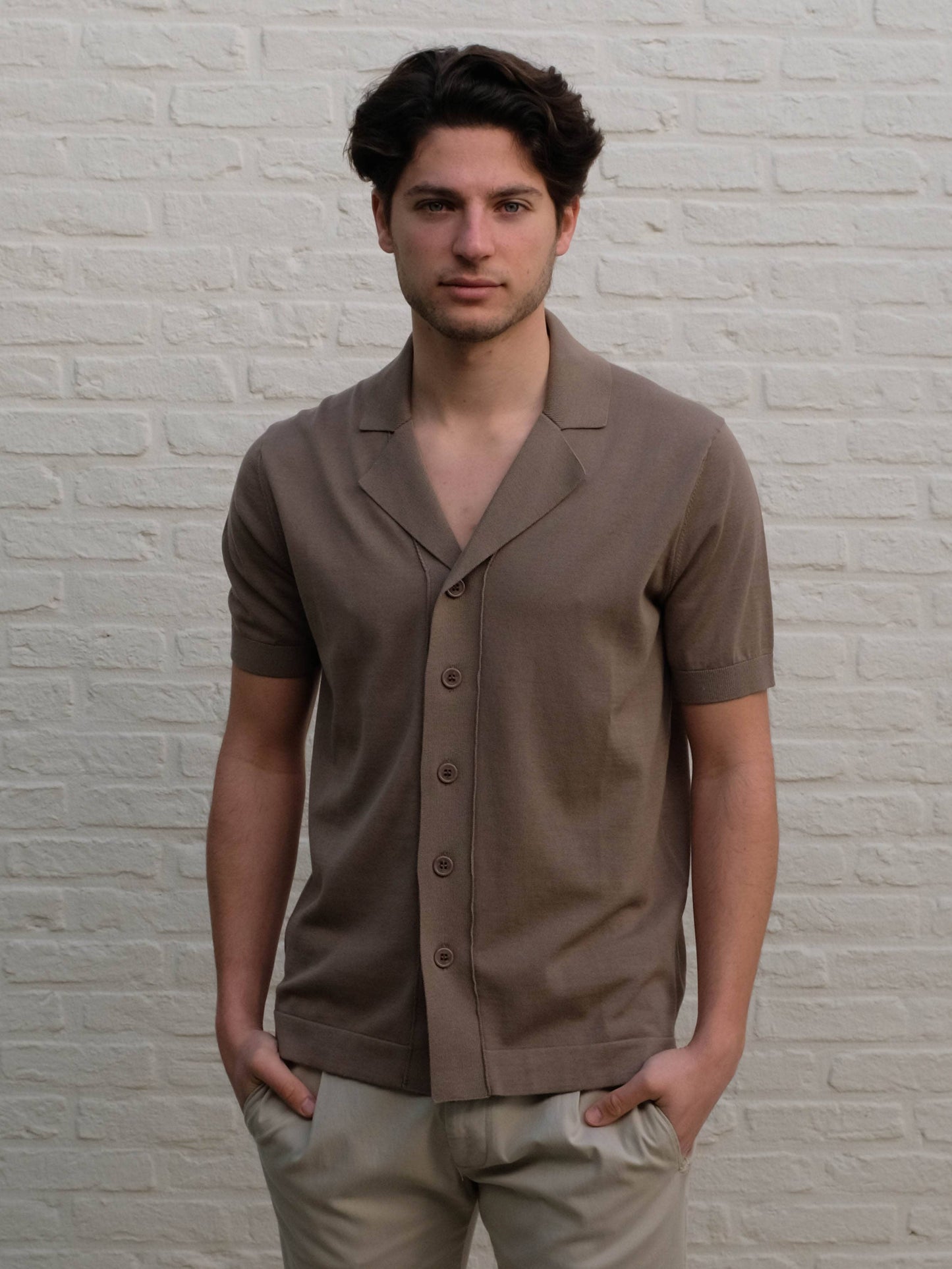 KANGRA - Polo Cardigan Taupe Polo's Kangra 