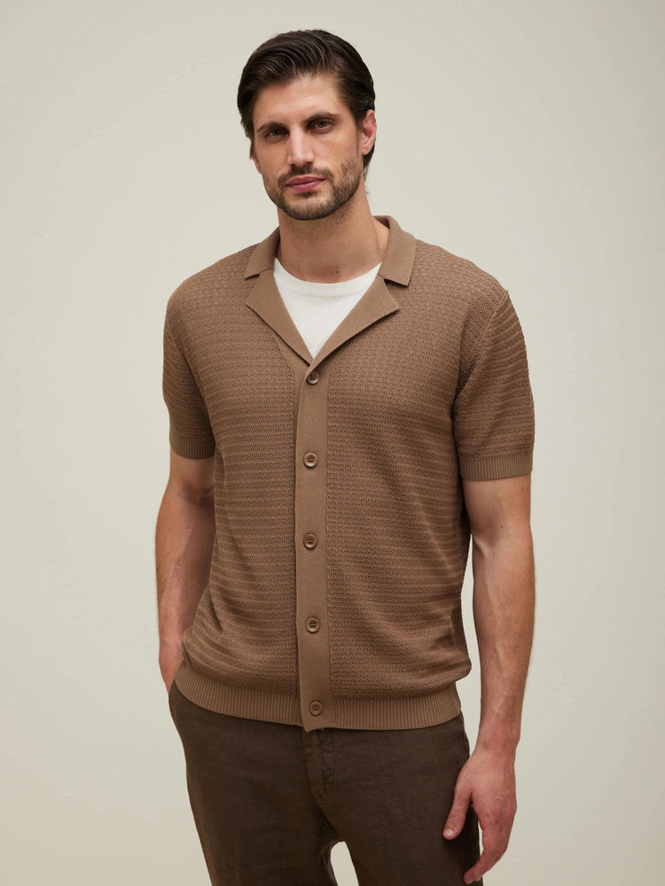 KANGRA - Polo Cardigan Textuur Bruin Polo's Kangra 