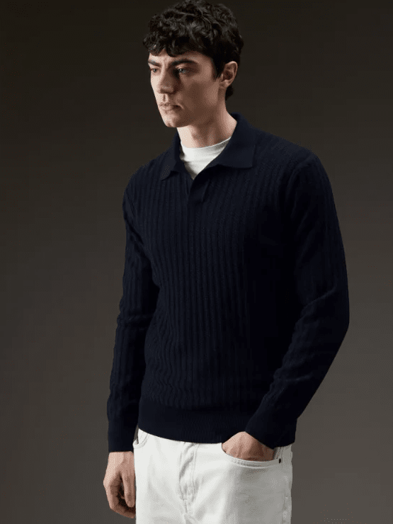 
                  
                    KANGRA - Polo met structuur Donkerblauw Truien Kangra 
                  
                