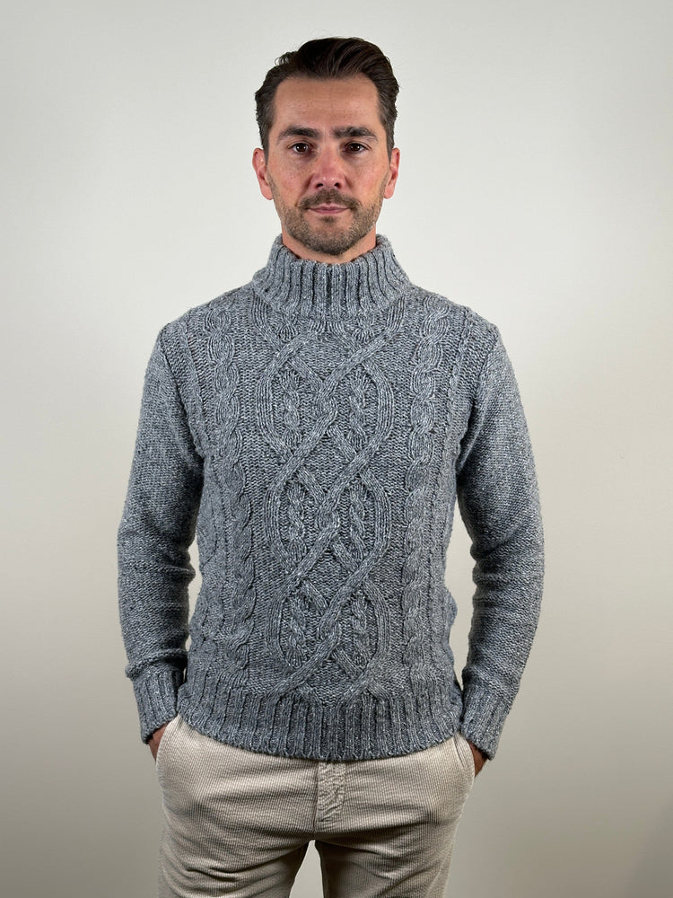 KANGRA - Turtleneck Cabel Wool Grigio Truien Kangra 