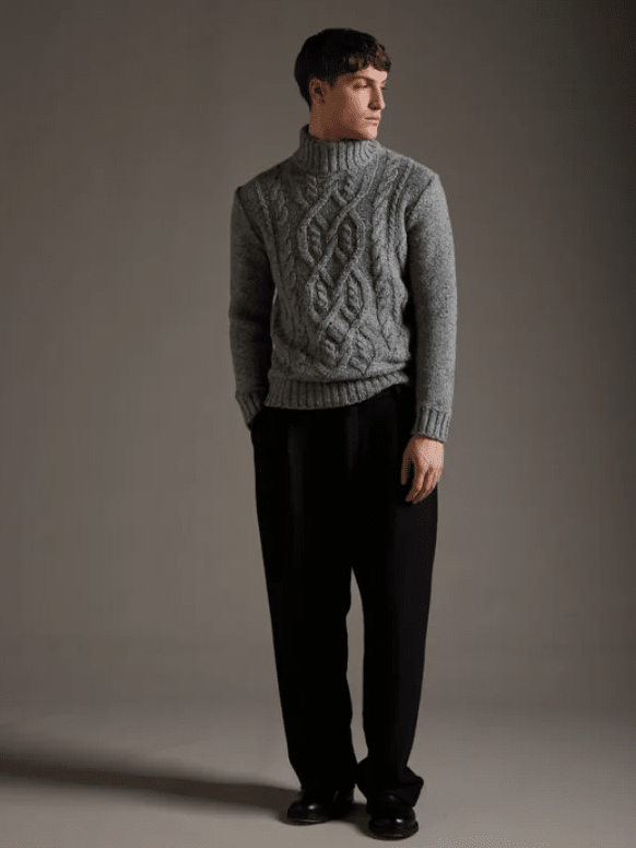 KANGRA - Turtleneck Cabel Wool Grigio Truien Kangra 