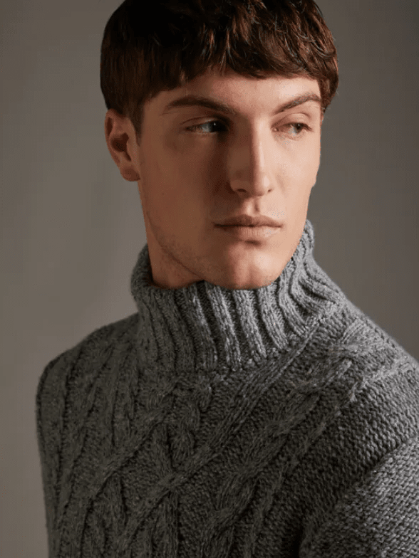 KANGRA - Turtleneck Cabel Wool Grigio Truien Kangra 
