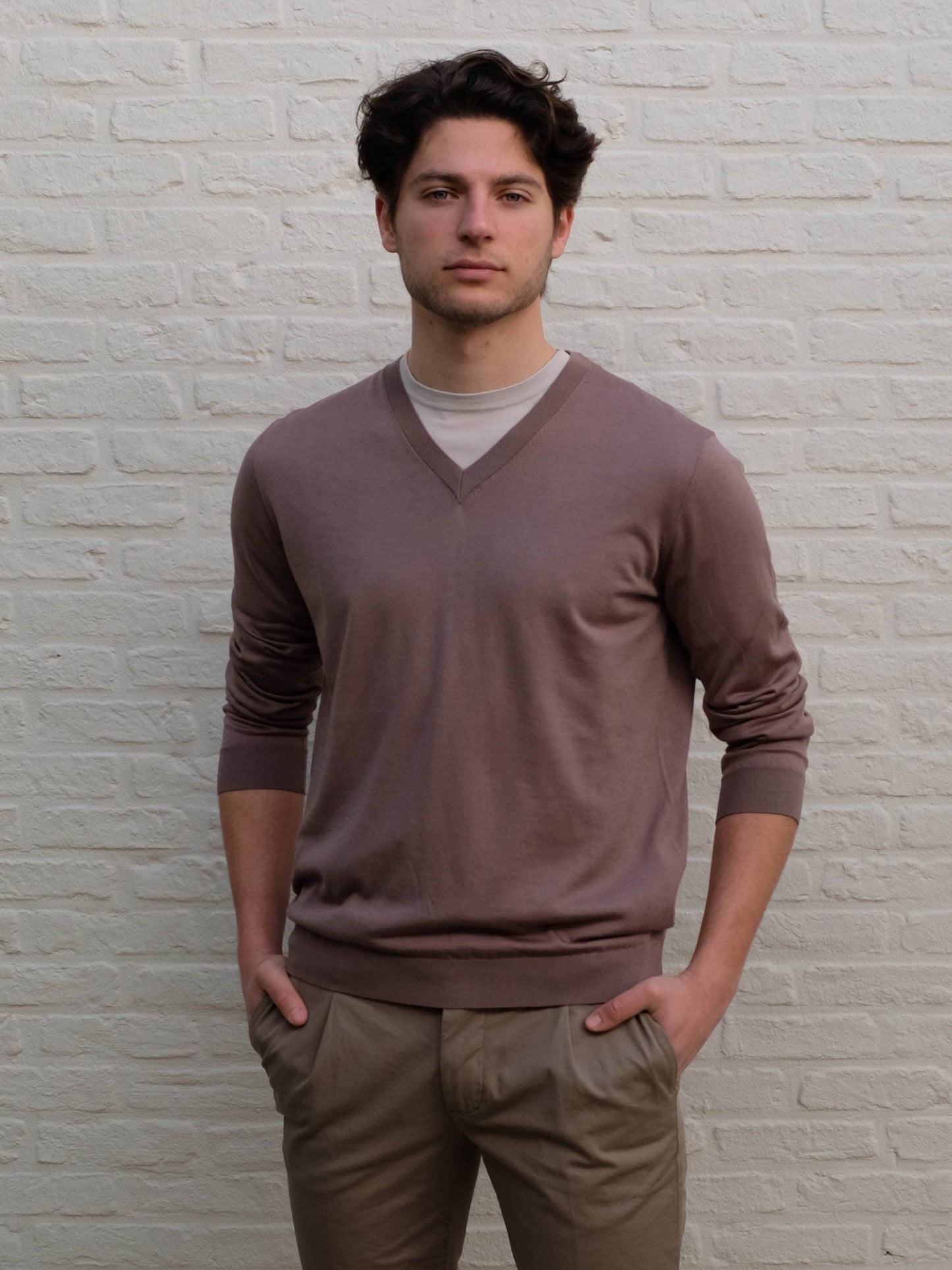 KANGRA - V-Neck Pullover Bruin Truien Kangra 