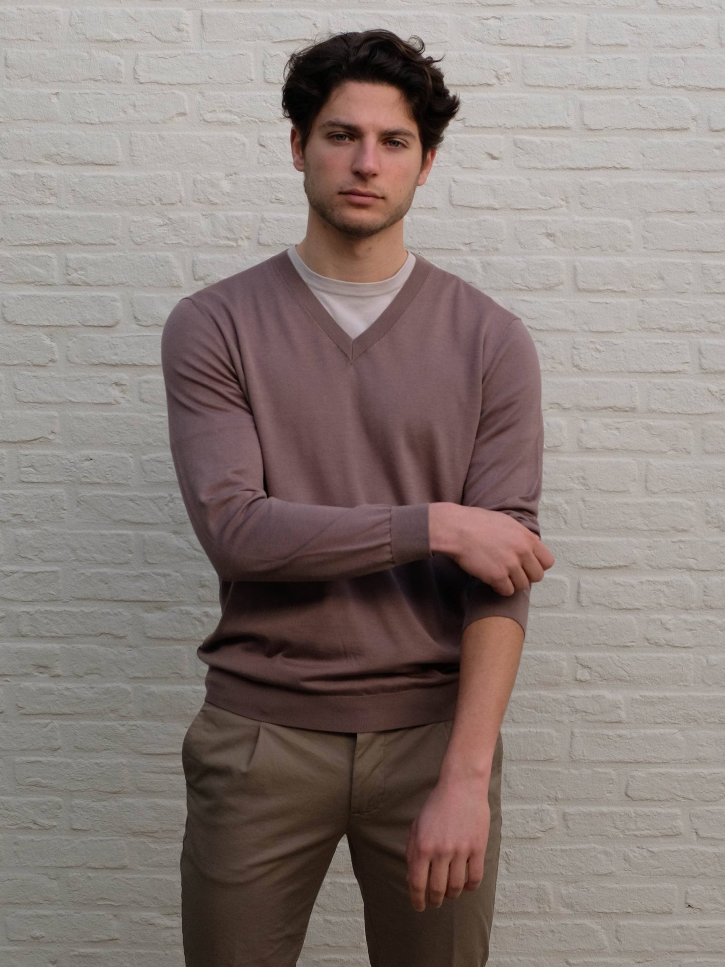 KANGRA - V-Neck Pullover Bruin Truien Kangra 