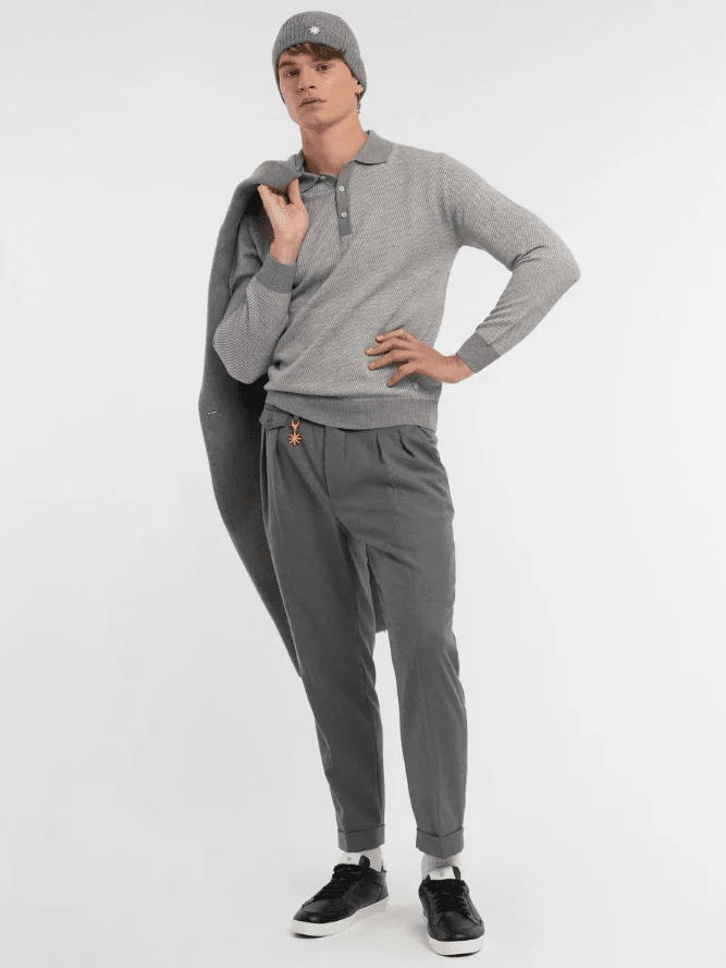 
                  
                    MANUEL RITZ - Gray Double Pleat Stretch Wool Flannel Trousers Broeken Manuel Ritz 
                  
                