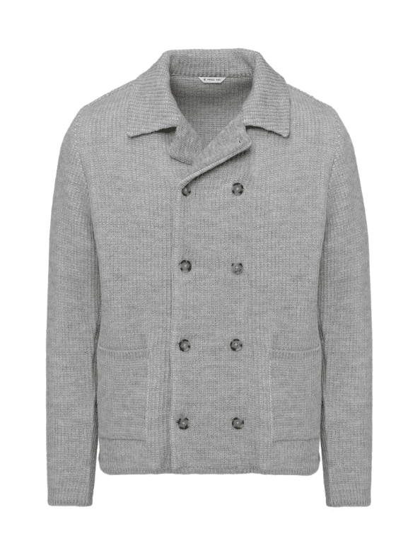 
                  
                    MANUEL RITZ - Gray Wool Blend Double Breasted Knitted Blazer Truien Manuel Ritz 
                  
                