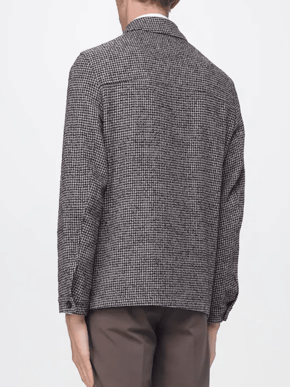 MANUEL RITZ - Houndstooth Overshirt Brown Beige Overshirts Manuel Ritz 