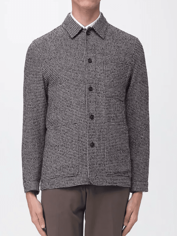 MANUEL RITZ - Houndstooth Overshirt Brown Beige Overshirts Manuel Ritz 