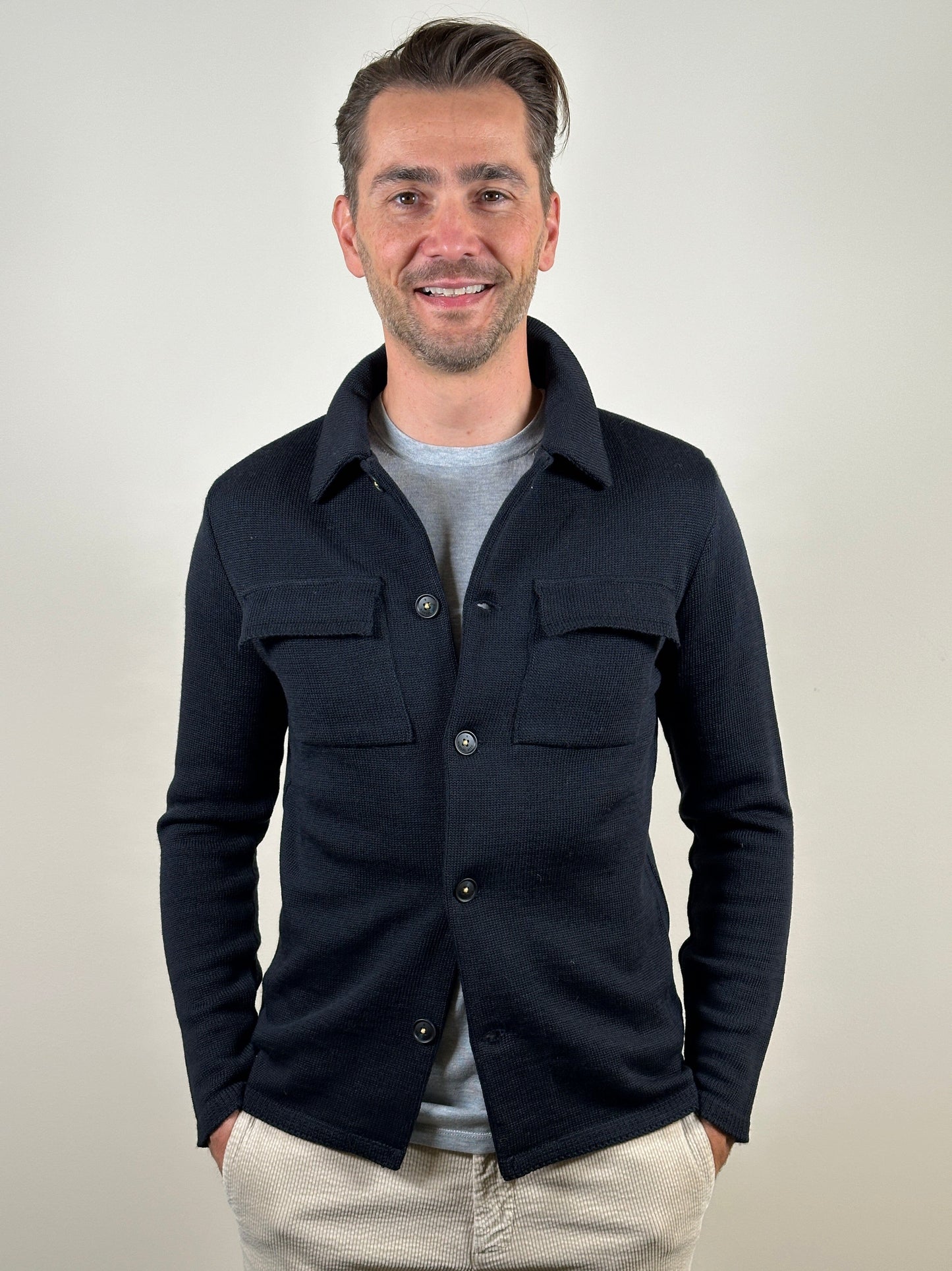 MANUEL RITZ - Knitted Overhemd Cardigan Navy Truien Manuel Ritz 