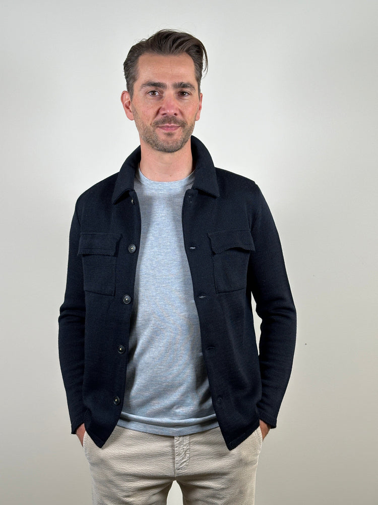 MANUEL RITZ - Knitted Overhemd Cardigan Navy Truien Manuel Ritz 