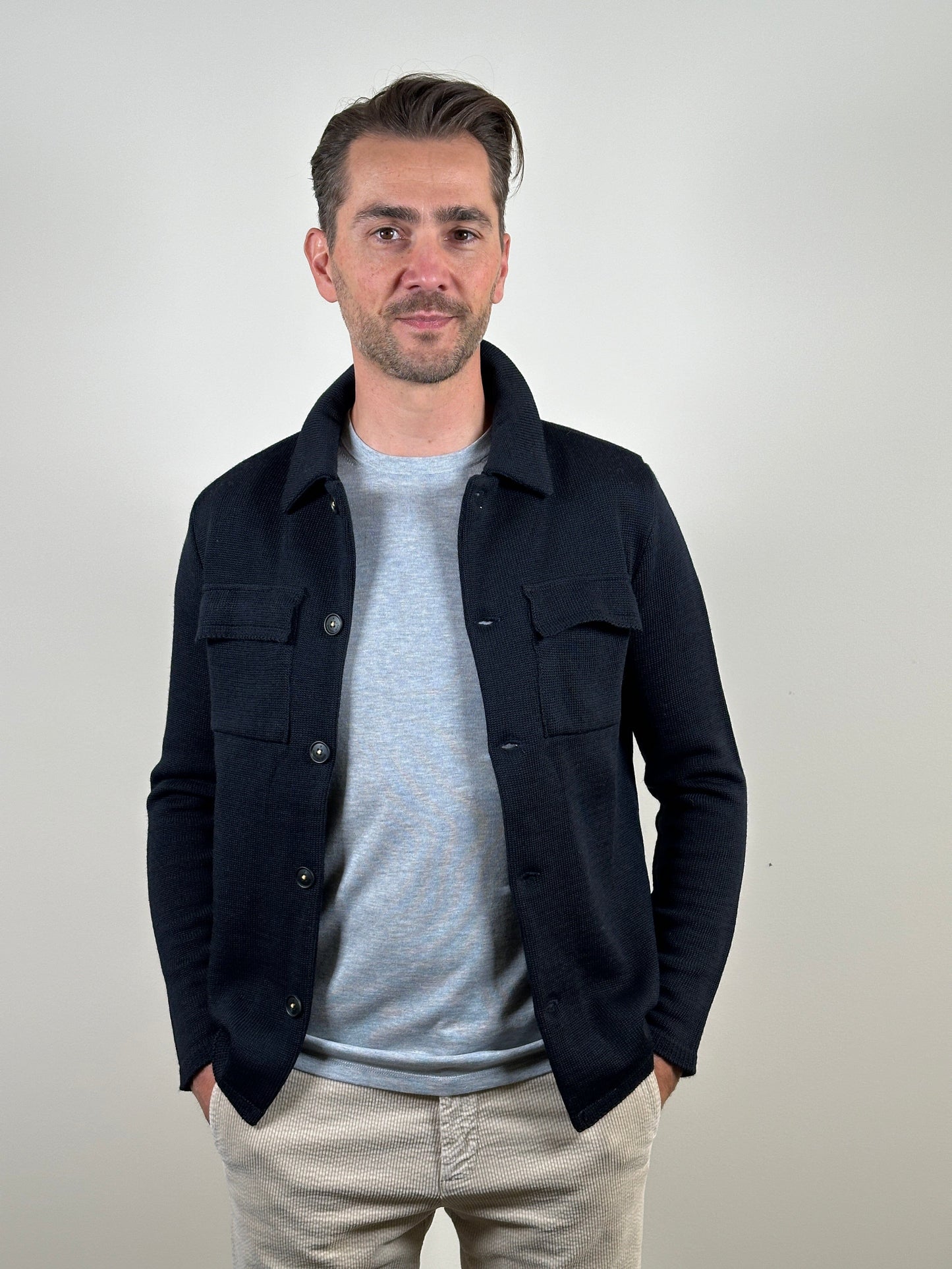 MANUEL RITZ - Knitted Overhemd Cardigan Navy Truien Manuel Ritz 