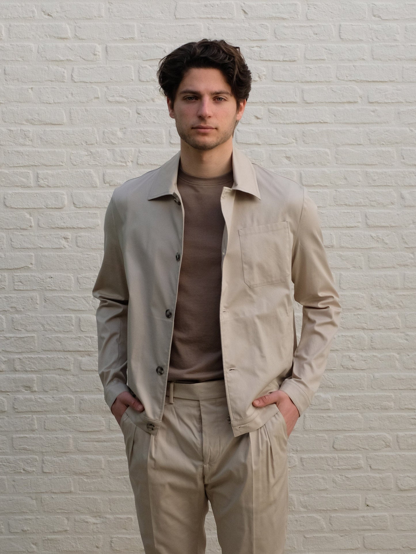 
                  
                    MANUEL RITZ - Lightweight Stretch Cotton Jacket Beige Overshirts Manuel Ritz 
                  
                