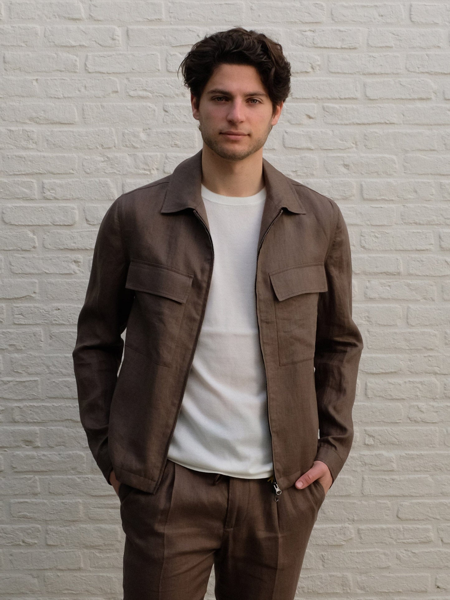 
                  
                    MANUEL RITZ - Linnen Jacket Bruingroen Jassen Manuel Ritz 
                  
                