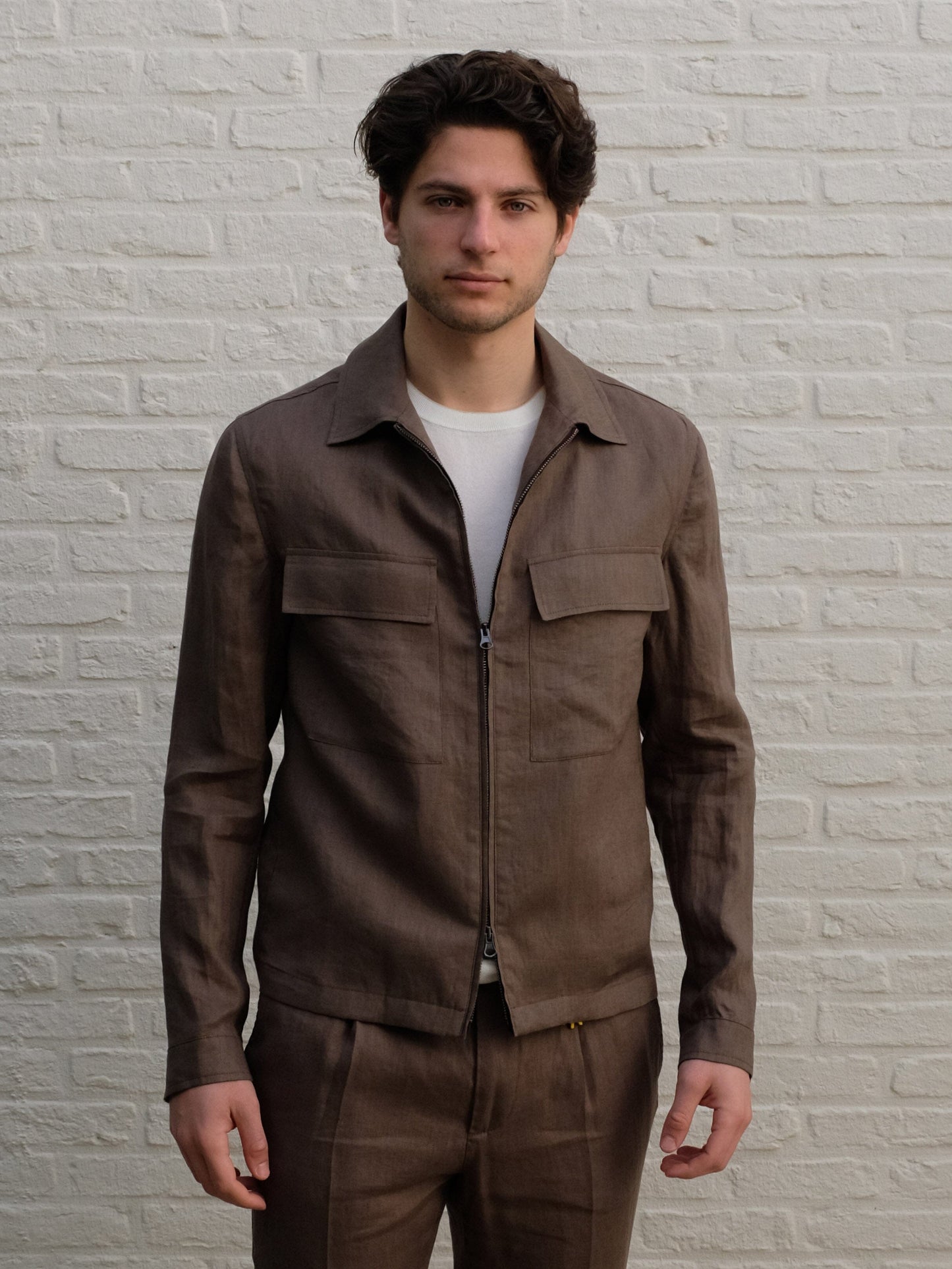 
                  
                    MANUEL RITZ - Linnen Jacket Bruingroen Jassen Manuel Ritz 
                  
                