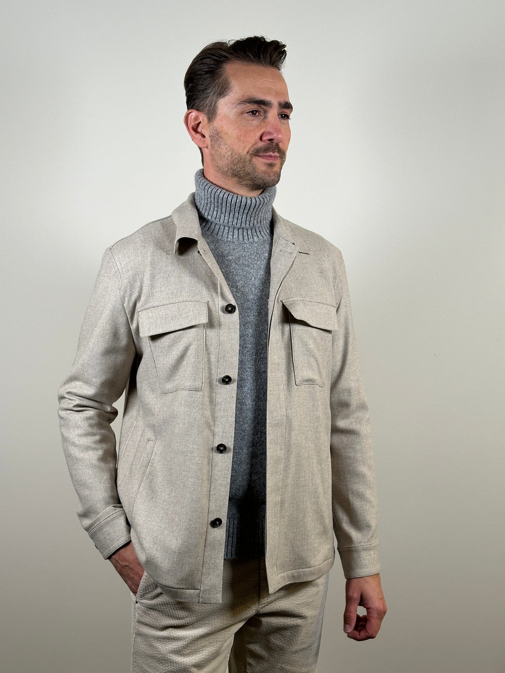 MANUEL RITZ - Luxe Overhemd Beige Hemden Manuel Ritz 