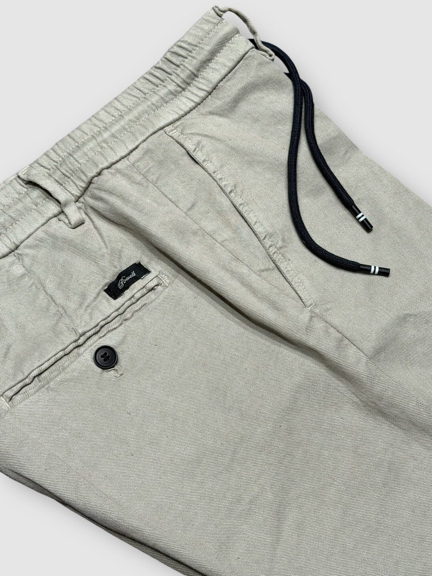 POWELL BY MASONS - Chino Drawstring Linnen Katoen Grijsgroen Broeken Powell 