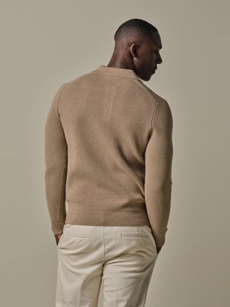 
                  
                    PROFUOMO - Beige Rib Polo Truien Profuomo 
                  
                
