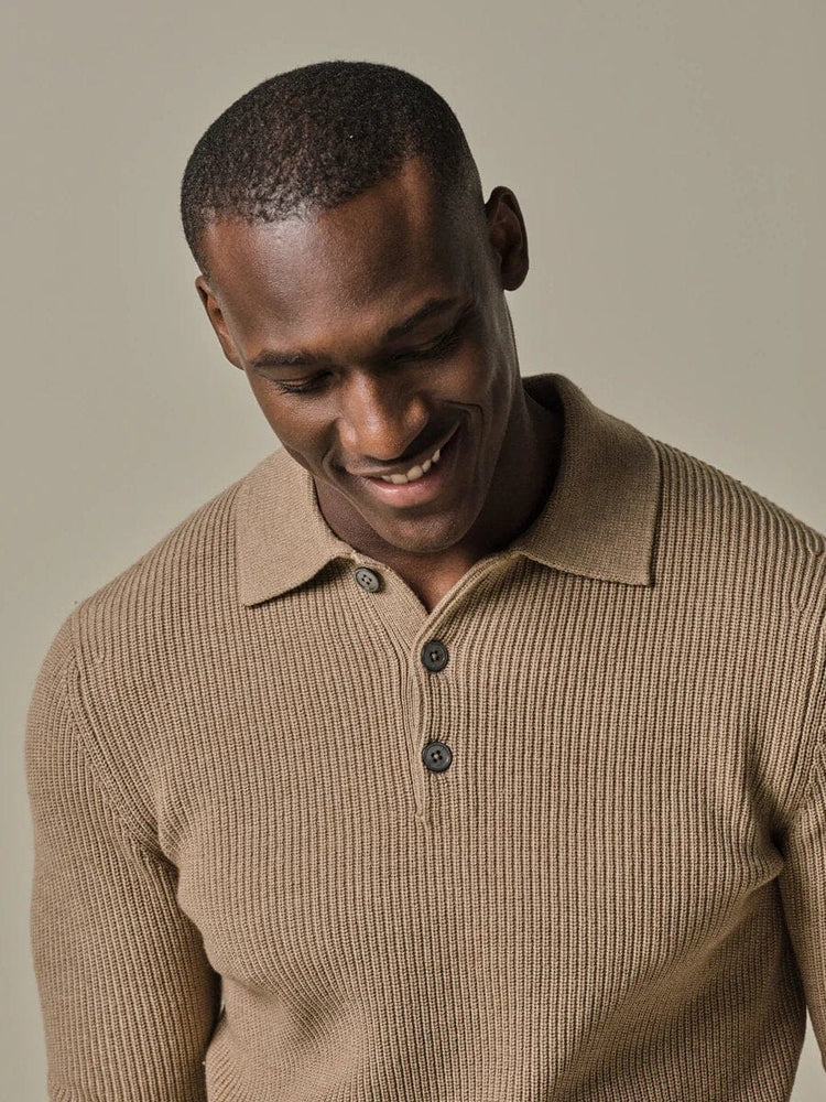 PROFUOMO - Beige Rib Polo Truien Profuomo 