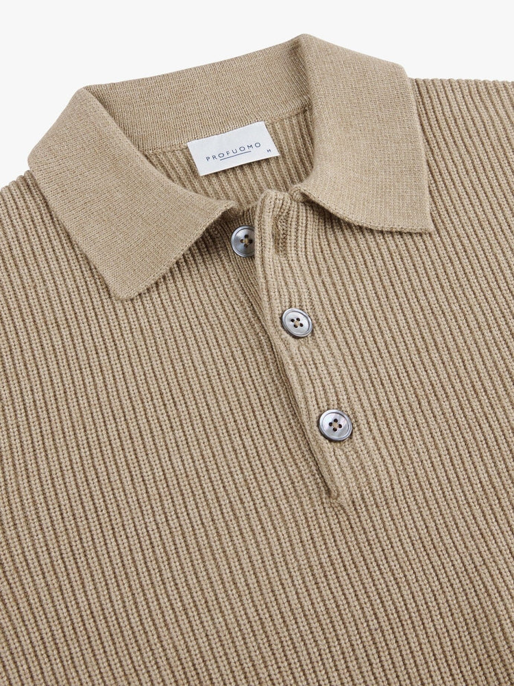 
                  
                    PROFUOMO - Beige Rib Polo Truien Profuomo 
                  
                