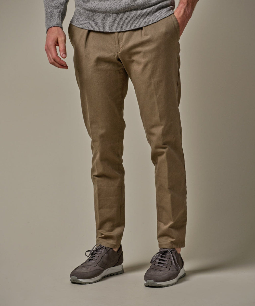 PROFUOMO - Beige Stretch Twill Chino Broeken Profuomo 