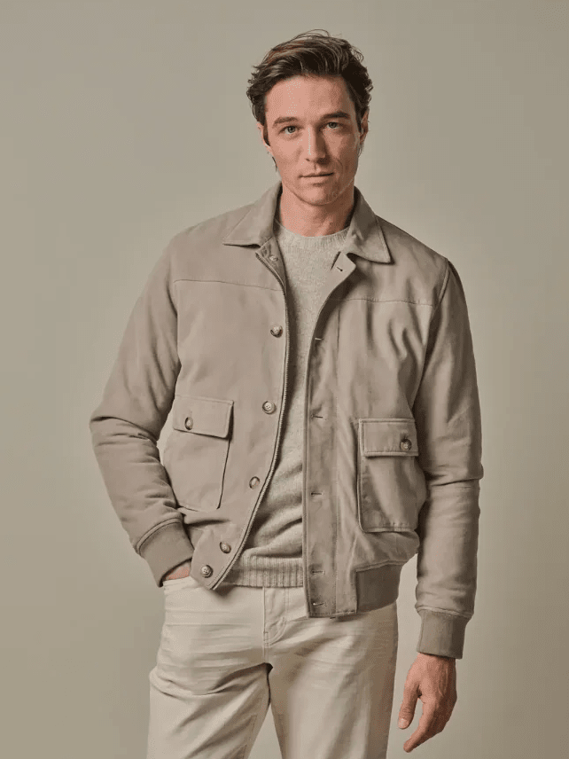 PROFUOMO - Beige Suède Bomber Jassen Profuomo 