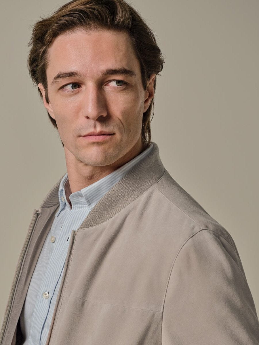 PROFUOMO - Beige Suède Bomber Jassen Profuomo 