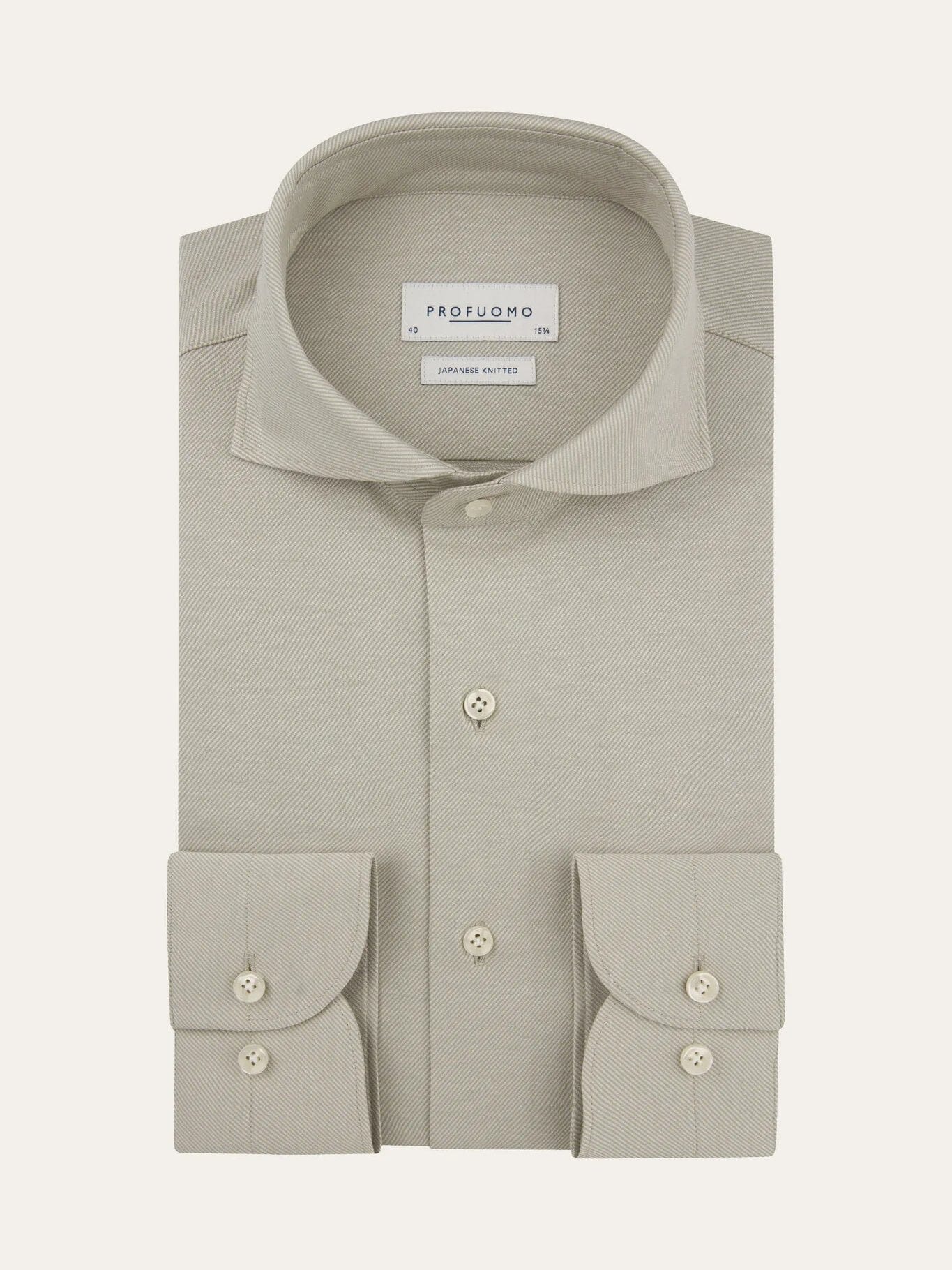 PROFUOMO - Beige Twill Japanese Knitted Shirt Hemden Profuomo 