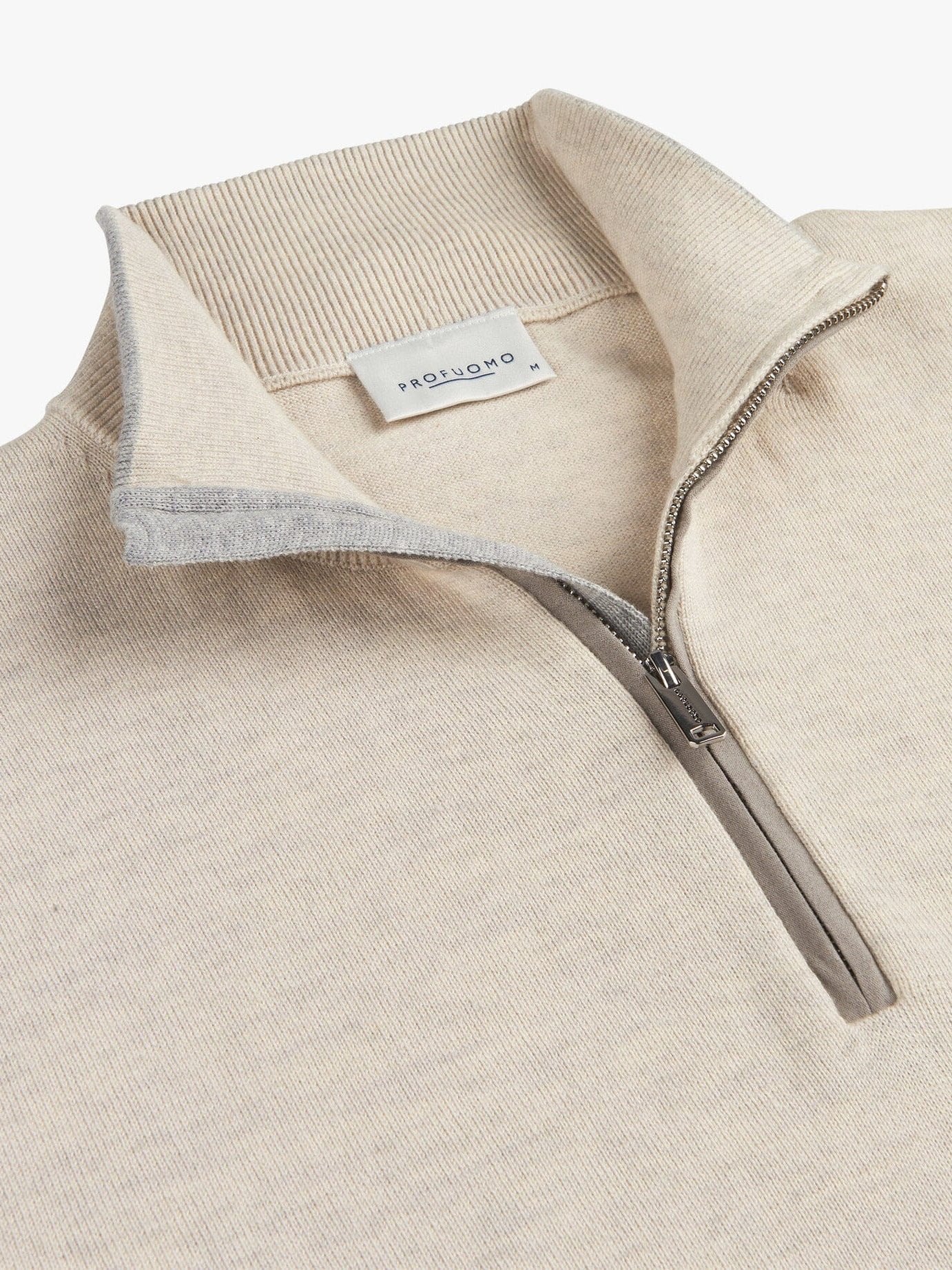 
                  
                    PROFUOMO - Beige Wool Blend Half Zip Truien Profuomo 
                  
                