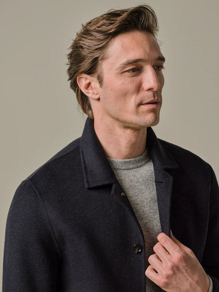 PROFUOMO - Blauwe Wol Single Layer Overshirt Hemden Profuomo 