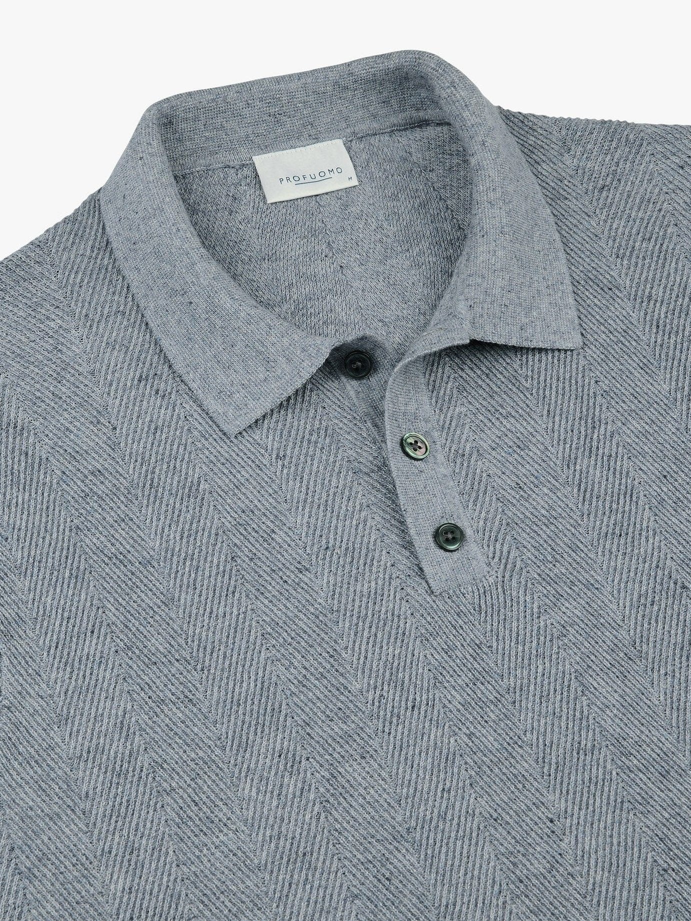 
                  
                    PROFUOMO - Blue cotton linen polo Polo's Profuomo 
                  
                