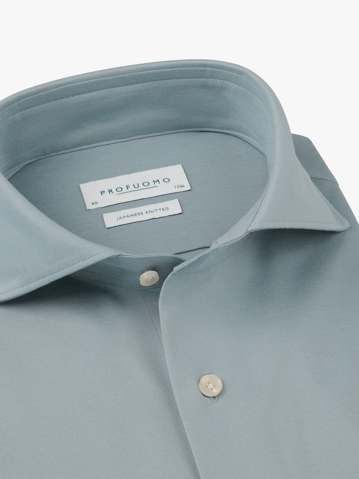 PROFUOMO - Blue Japanese Knitted Shirt Hemden Profuomo 