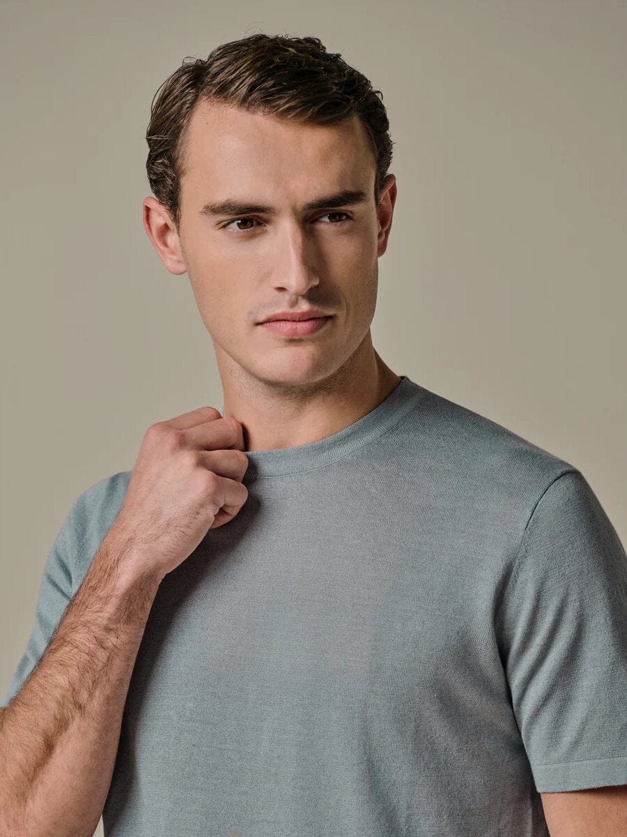 PROFUOMO - Blue linen cotton T-shirt T-shirts Profuomo 