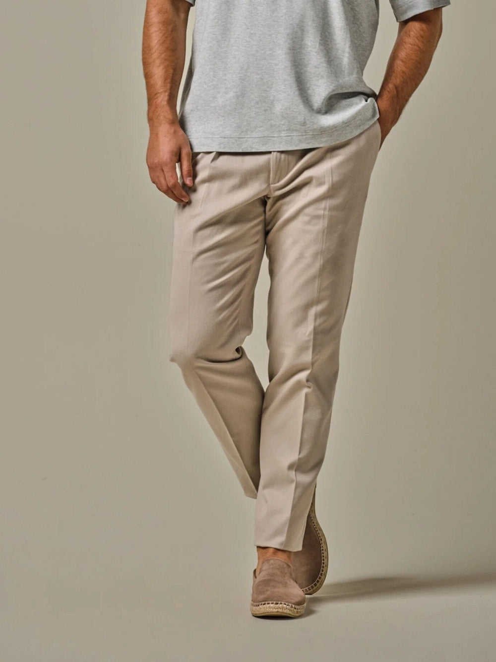 PROFUOMO - Broek Beige Relaxed Fit Broeken Profuomo 