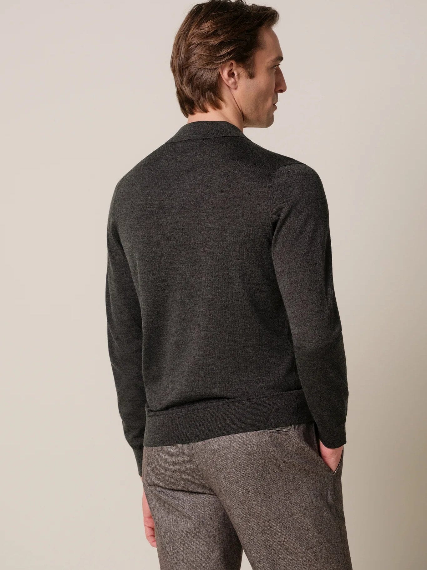 
                  
                    PROFUOMO - Brown merino open collar polo Truien Profuomo 
                  
                