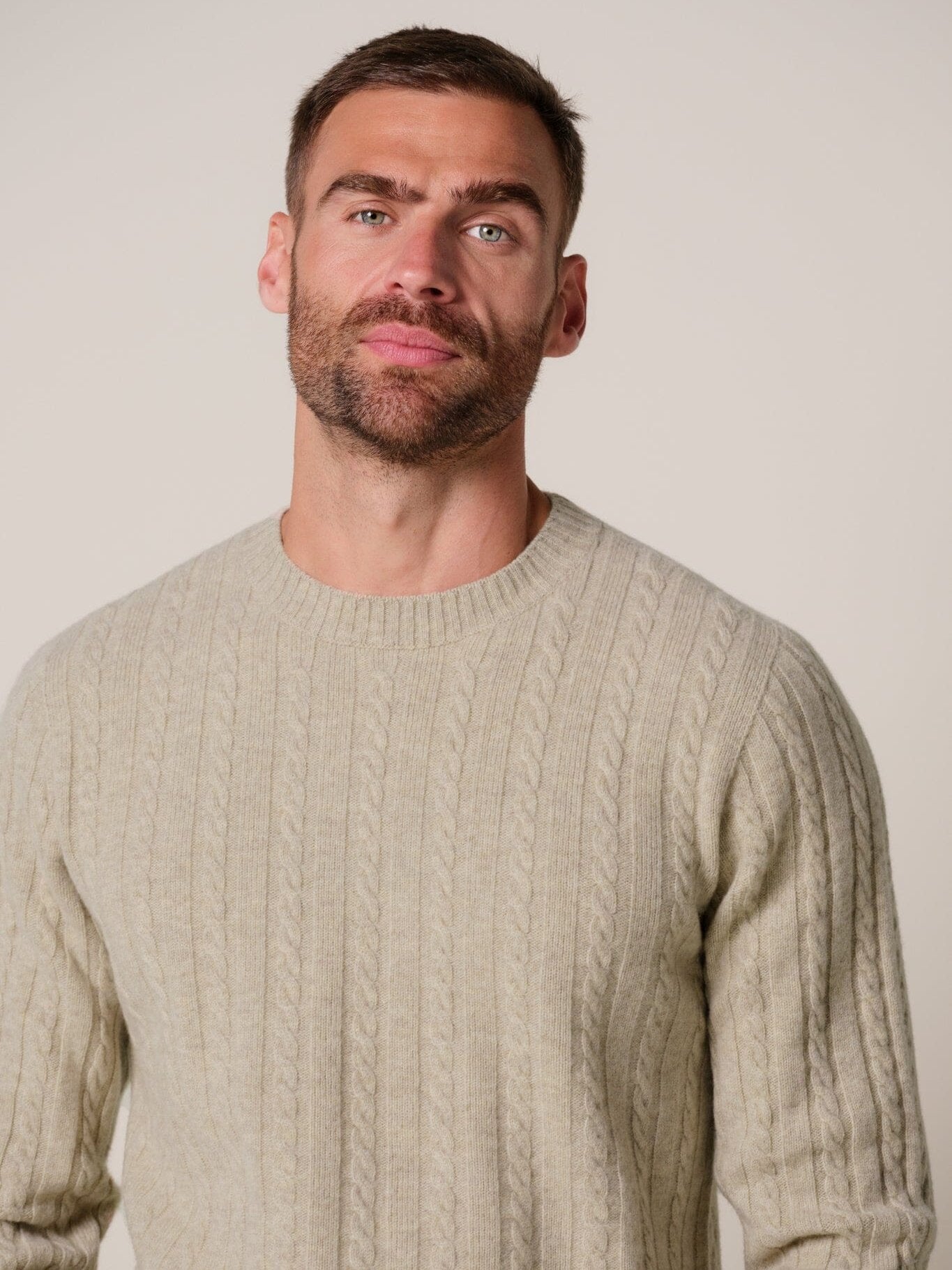 PROFUOMO - Cable Knit Trui Beige Truien Profuomo 